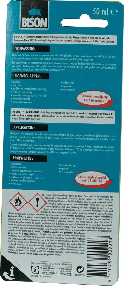 Bison Transparante Contactlijm 50ml - Glashelder