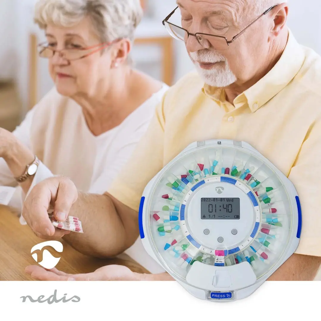 Nedis SmartLife Medicijndispenser Wi-Fi 28 Compartimenten - 9 Alarmtijden - Wit