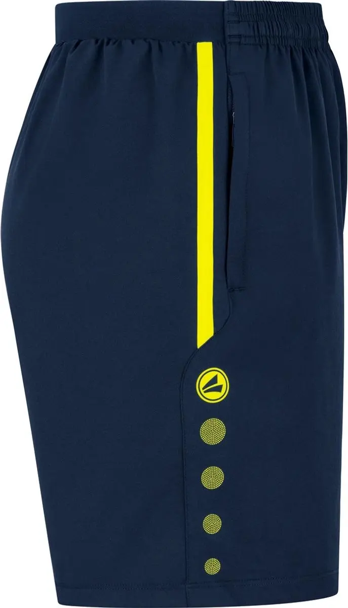 JAKO Allround Trainingsshort Dames 34 - Fluogeel/Marine - afbeelding 6 van 6