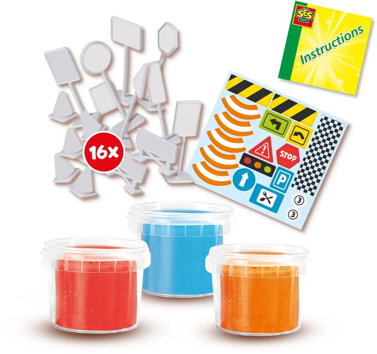 SES Creative Traffic Klei Auto Set - 15 Stuks - Vegan & Glutenvrij