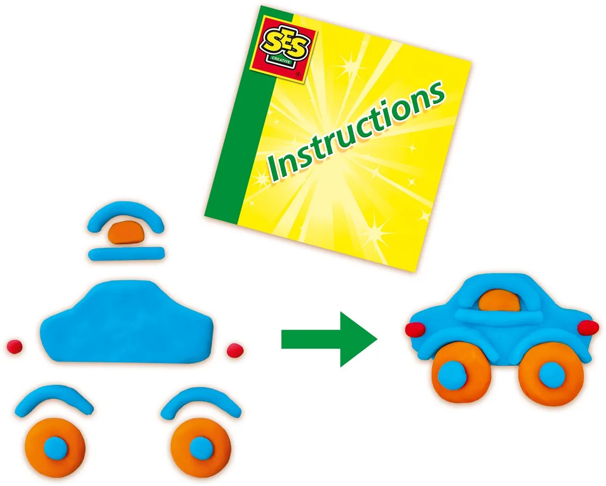 SES Creative Traffic Klei Auto Set - 15 Stuks - Vegan & Glutenvrij