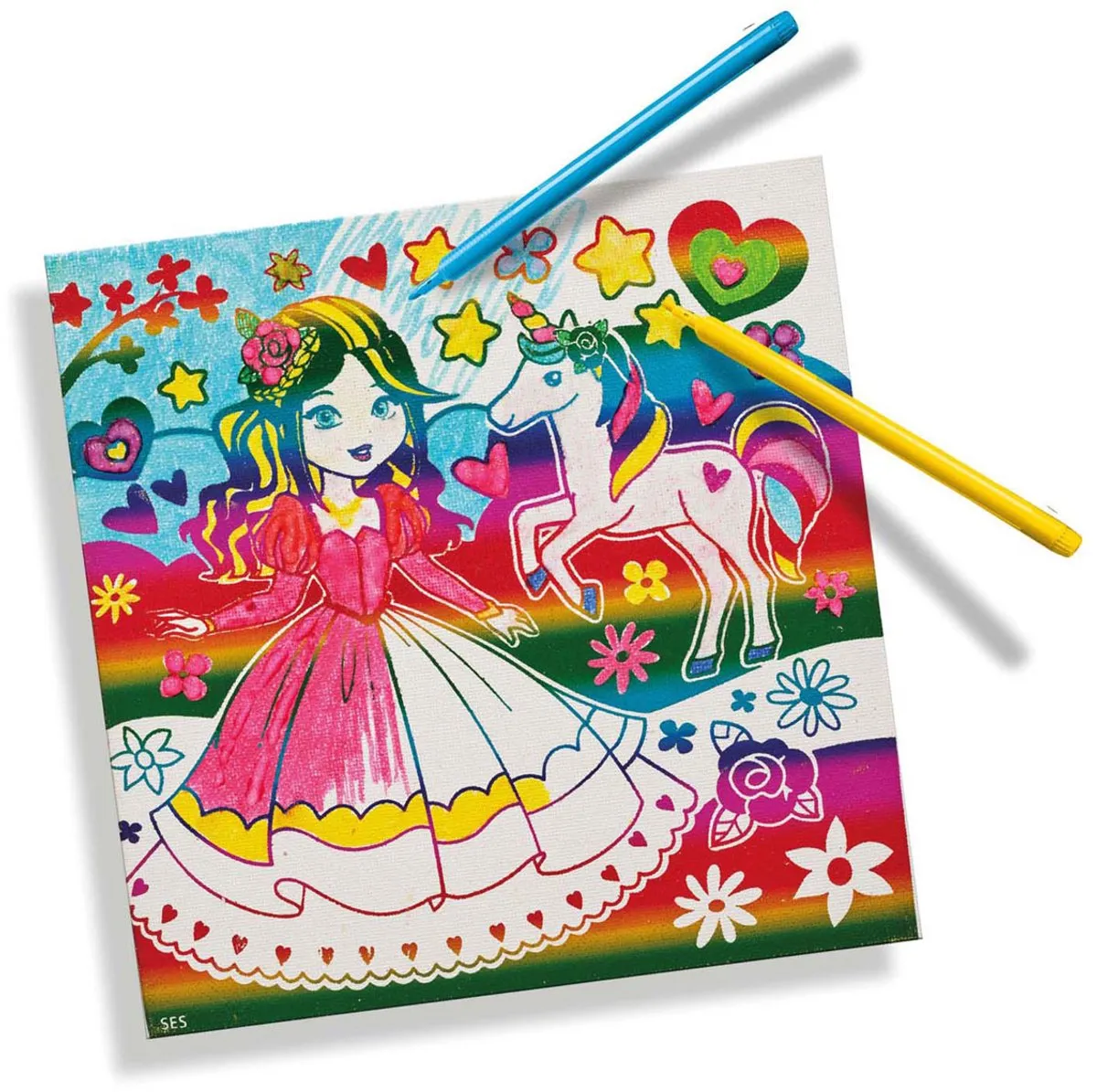 SES Creative Hobby Pink Metallic Knutselset - Canvas met 6 Viltstiften