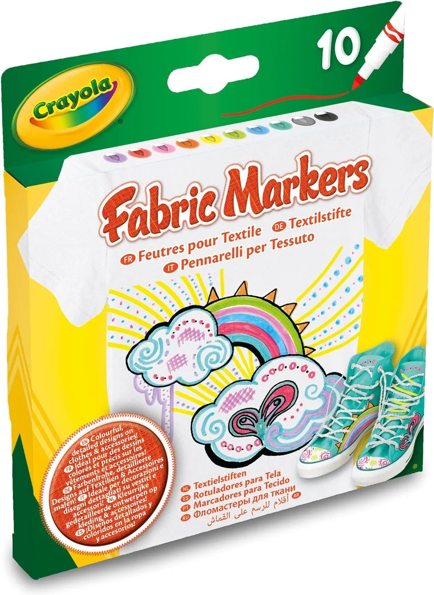 Crayola Textielstiften - 10 Stuks Multicolor
