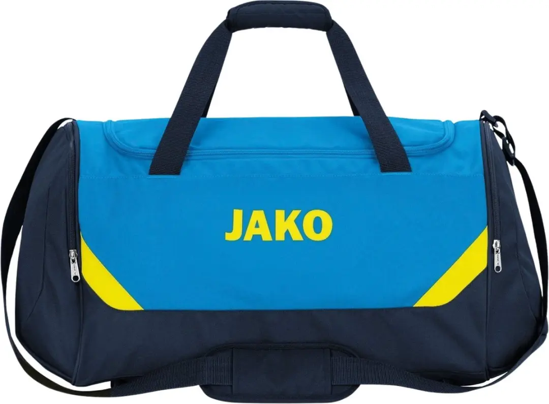 Jako Iconic Sporttas - M - 4 Vakken - Fluogeel/Marine/Blauw