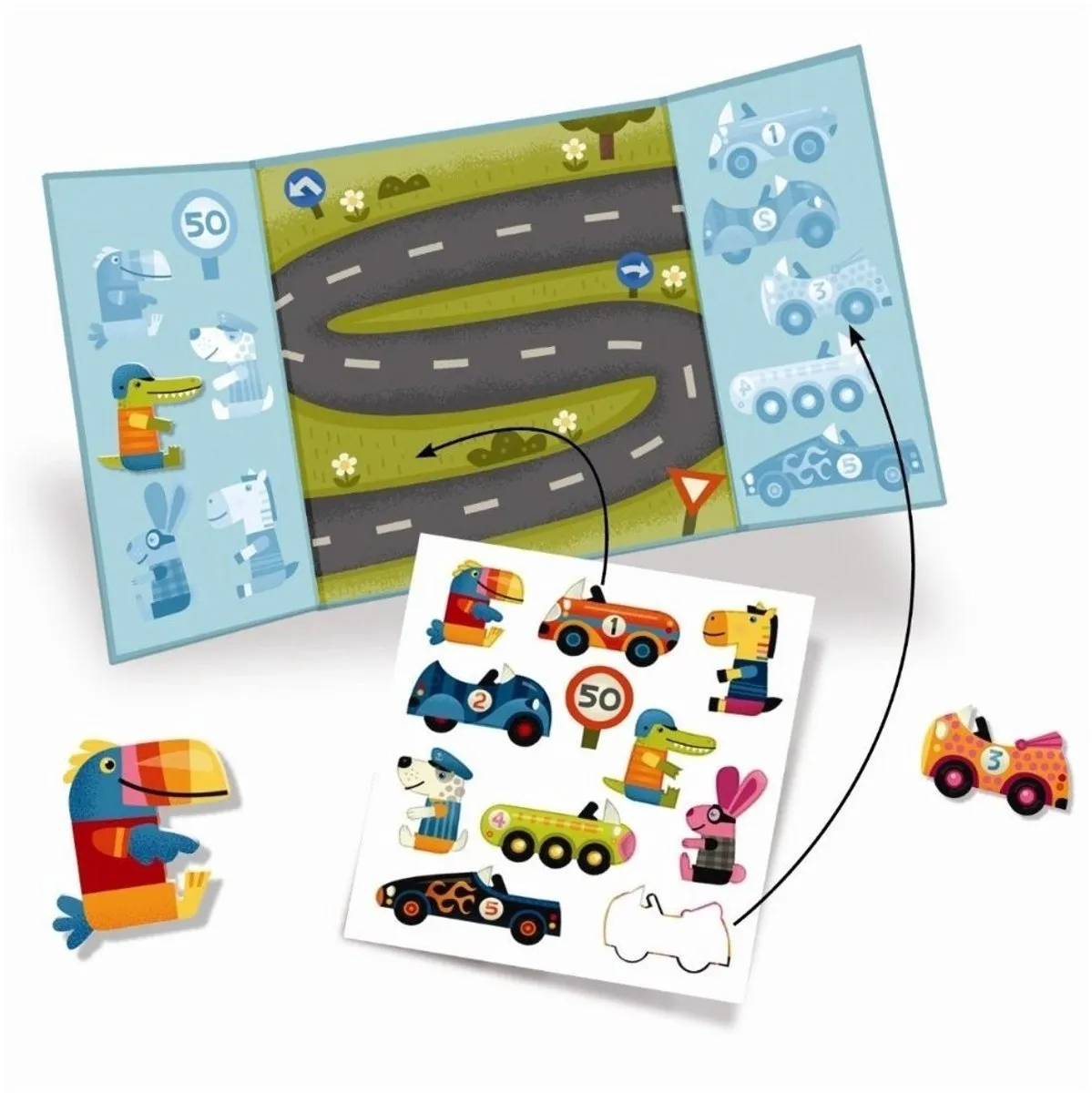 Djeco Herbruikbare Stickers Auto's - Multicolor - afbeelding 5 van 5