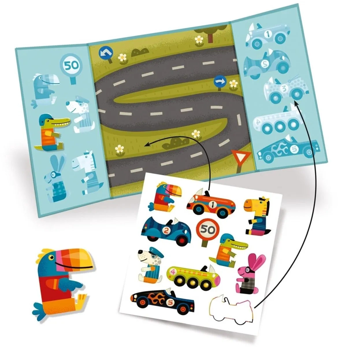 Djeco Herbruikbare Stickers Auto's - Multicolor - afbeelding 4 van 5