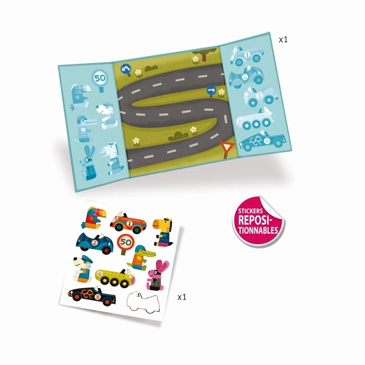 Djeco Herbruikbare Stickers Auto's - Multicolor - afbeelding 2 van 5