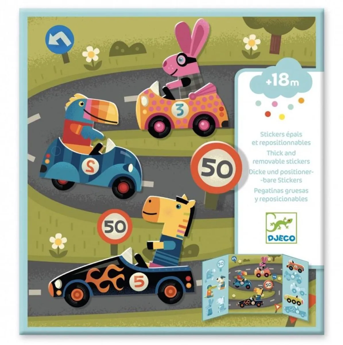 Djeco Herbruikbare Stickers Auto's - Multicolor - afbeelding 3 van 5