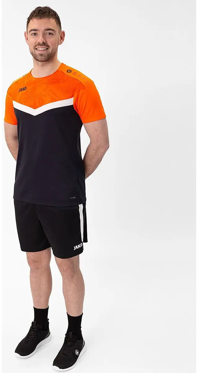 JAKO Iconic T-Shirt Heren XXL - Zwart/Fluo Oranje