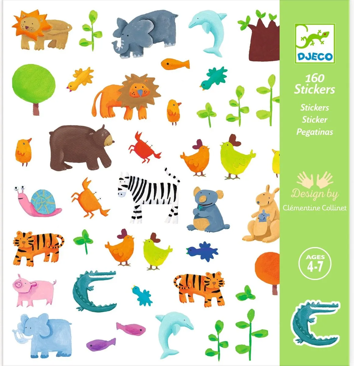 Djeco Stickers Dieren - 160 Stuks Multicolor