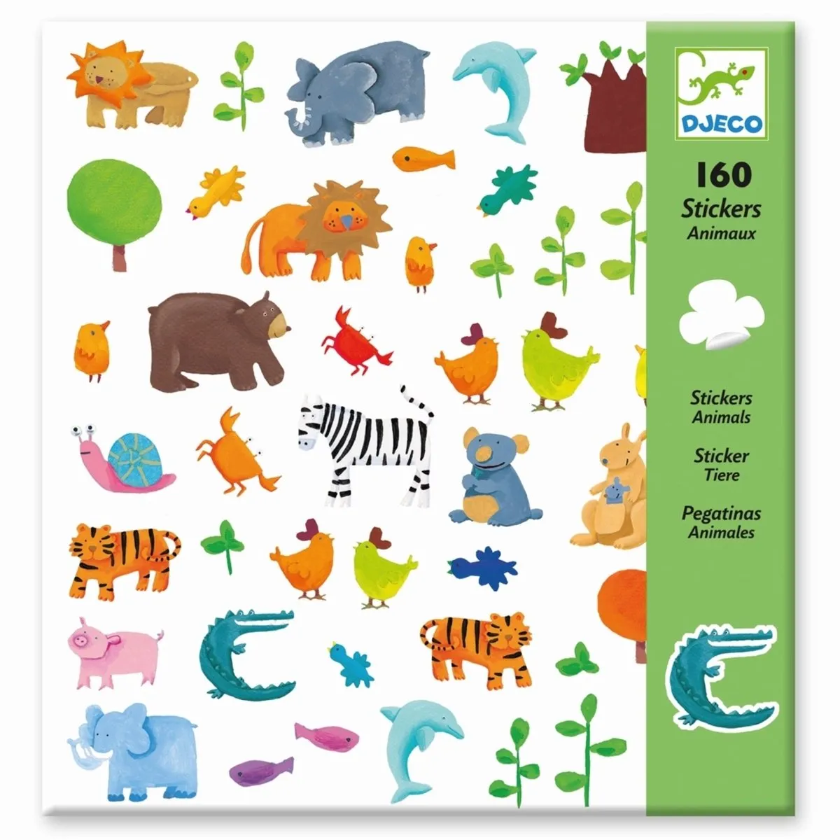 Djeco Stickers Dieren - 160 Stuks Multicolor