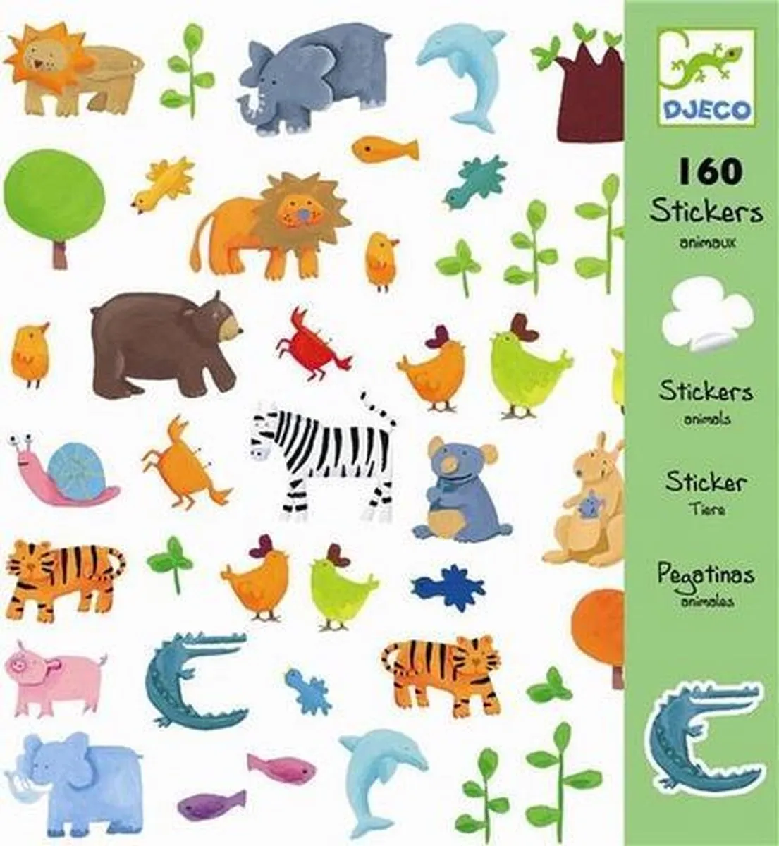 Djeco Stickers Dieren - 160 Stuks Multicolor