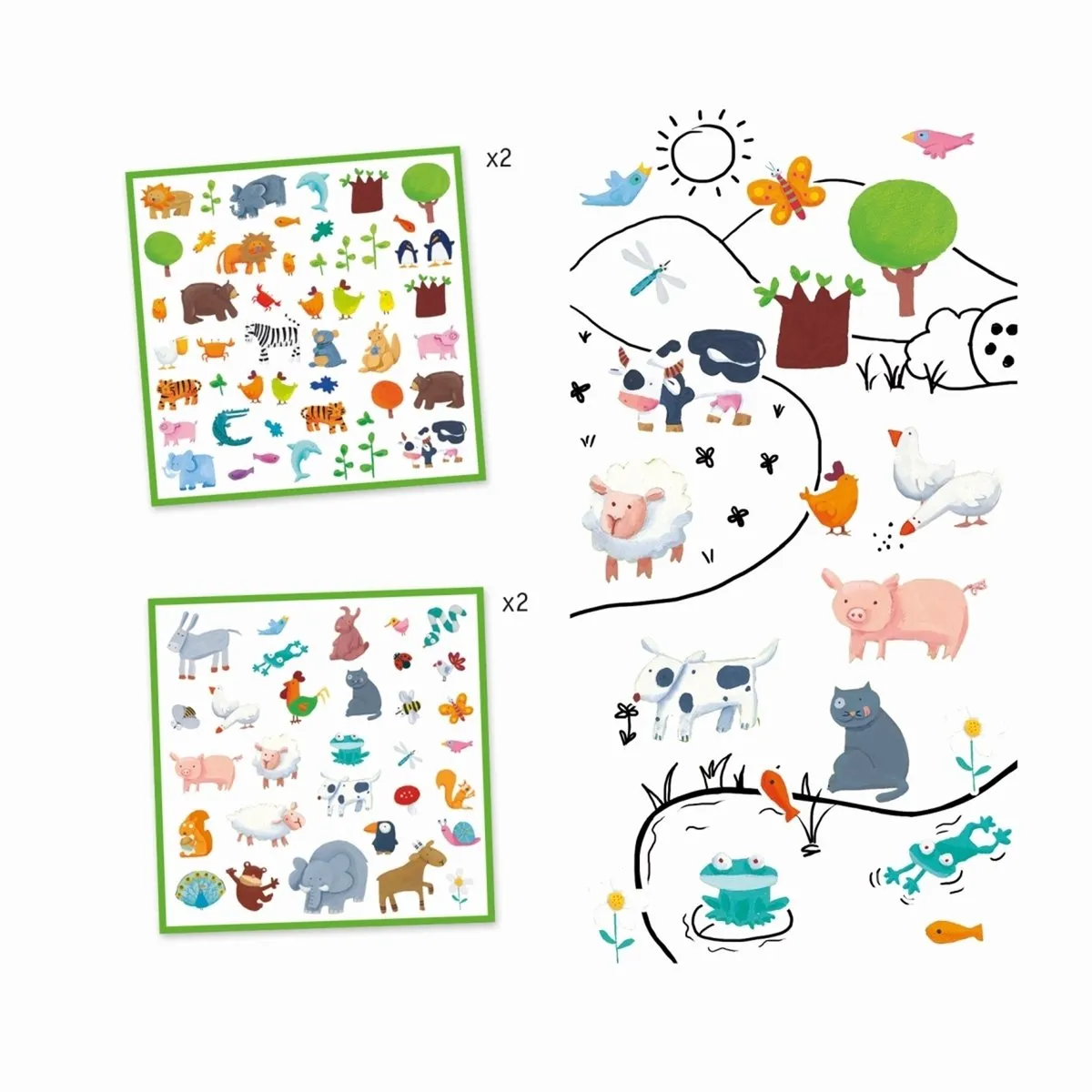 Djeco Stickers Dieren - 160 Stuks Multicolor