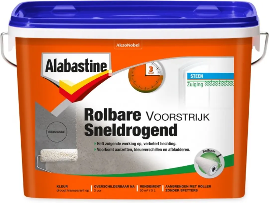 Alabastine Rolbare Voorstrijk Sneldrogend 5L - Wit - afbeelding 4 van 6