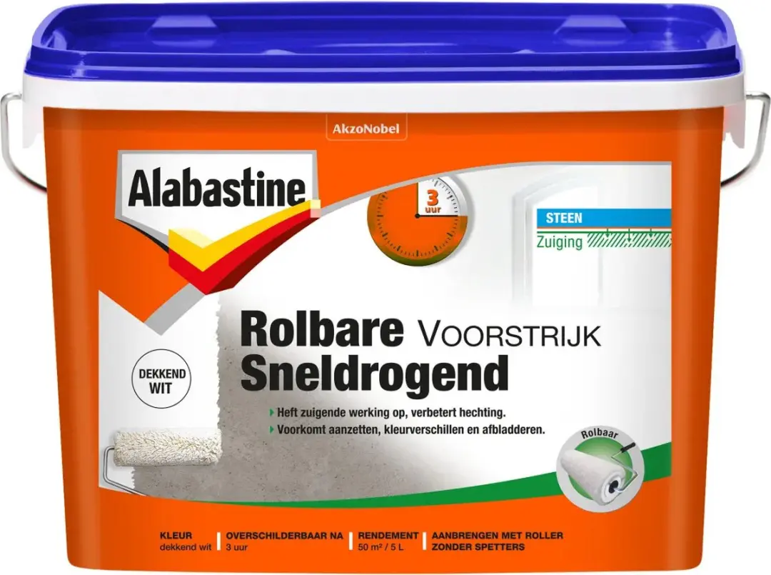 Alabastine Rolbare Voorstrijk Sneldrogend 5L - Wit - afbeelding 5 van 6
