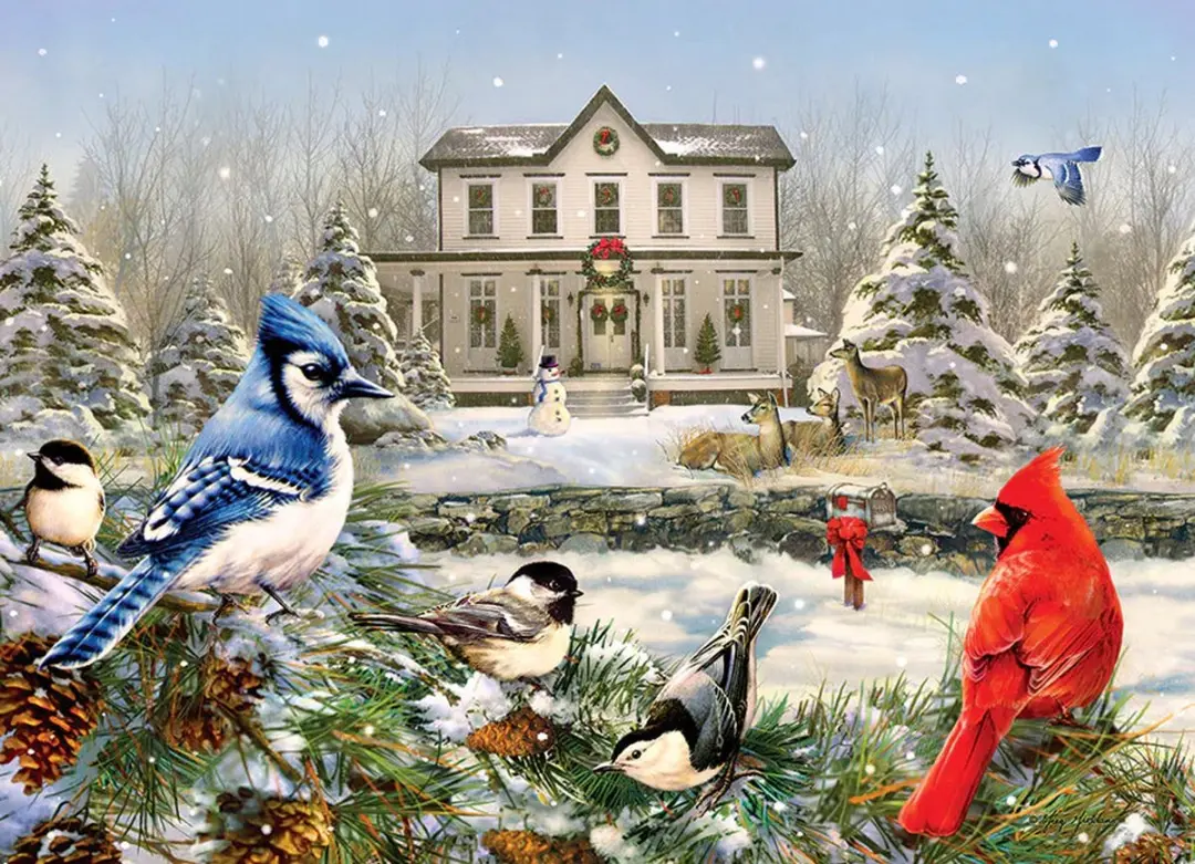 Cobble Hill Vogels in Sneeuwlandschap Puzzel 1000 Stuks - afbeelding 3 van 5