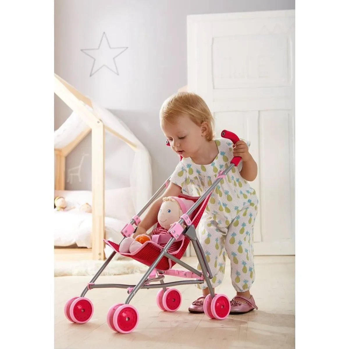 Haba Buggy Jule Poppenwagen - Hout - Meerdere kleuren