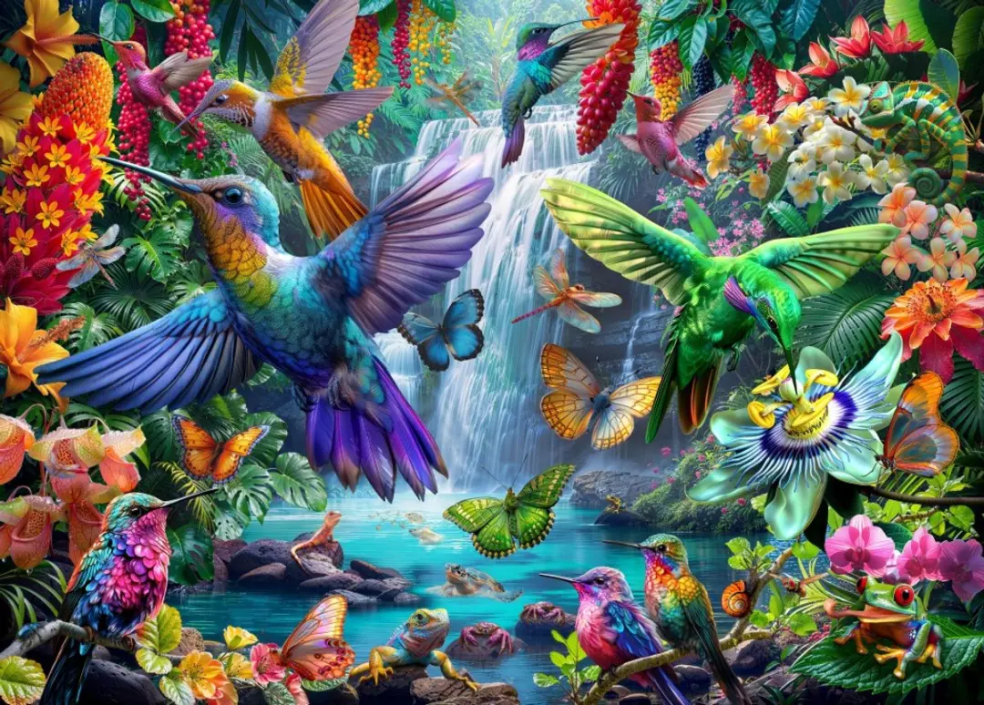 Bluebird Puzzle legpuzzel Tropical Hummingbirds 500 stukjes kleurrijk.