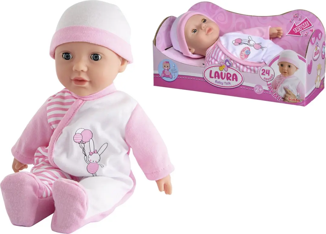 Simba Laura Pop 30cm - Roze/Wit - afbeelding 3 van 5