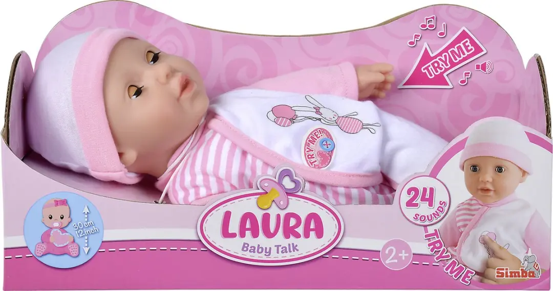 Simba Laura Pop 30cm - Roze/Wit - afbeelding 5 van 5