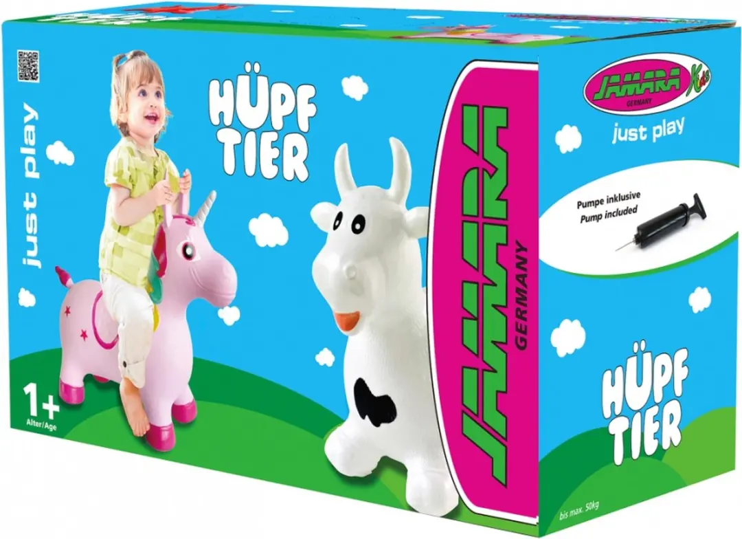 Jamara Skippybal Koe Junior met Pomp - Wit/Zwart - afbeelding 3 van 6