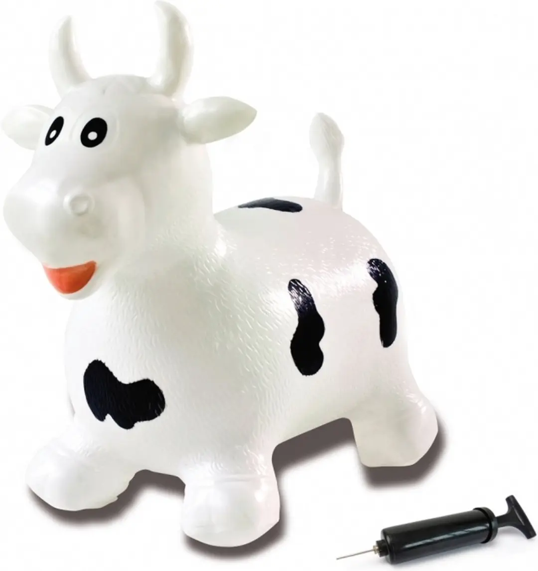 Jamara Skippybal Koe Junior met Pomp - Wit/Zwart - afbeelding 6 van 6