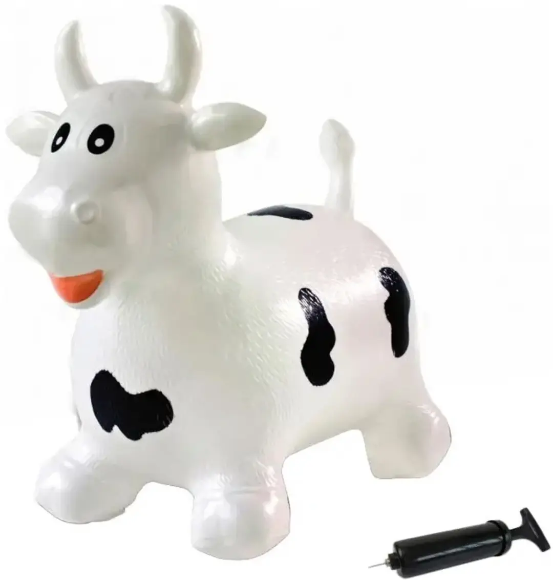 Jamara Skippybal Koe Junior met Pomp - Wit/Zwart - afbeelding 2 van 6