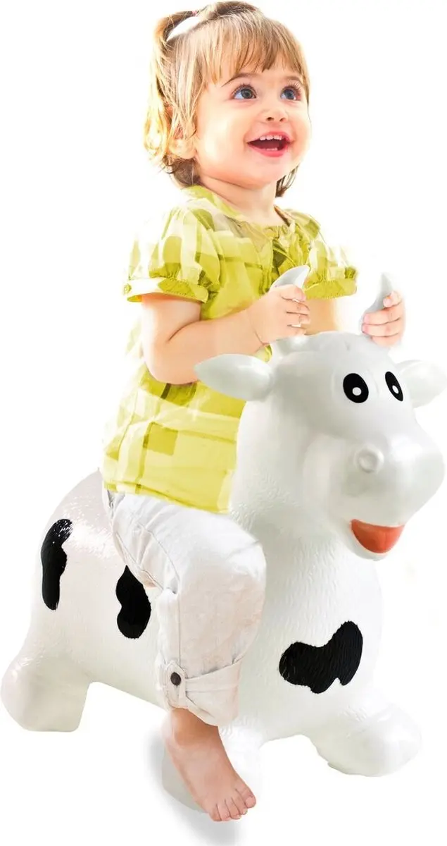 Jamara Skippybal Koe Junior met Pomp - Wit/Zwart - afbeelding 5 van 6