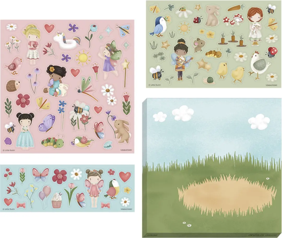 Little Dutch Rosa & Friends Stickerset - 3 Vellen + Speelachtergrond - afbeelding 2 van 6