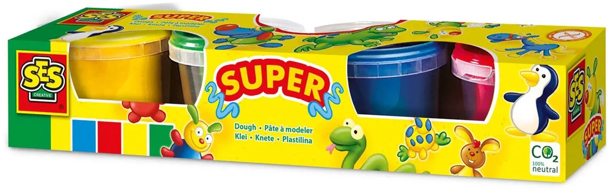SES Creative Super Klei Basiskleuren 360g - 4 Stuks