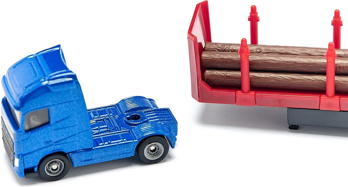 SIKU 1659 Vrachtwagen Houttransport 1:87 - Blauw/Rood