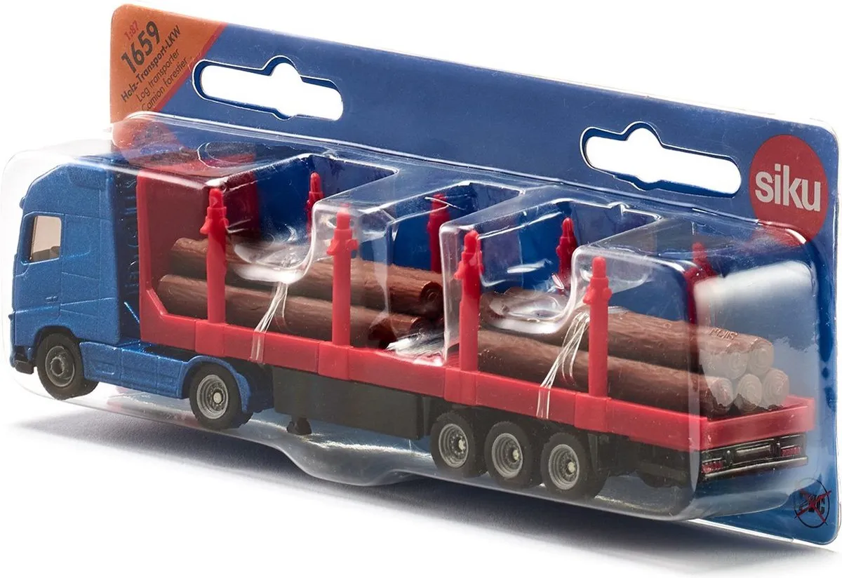 SIKU 1659 Vrachtwagen Houttransport 1:87 - Blauw/Rood