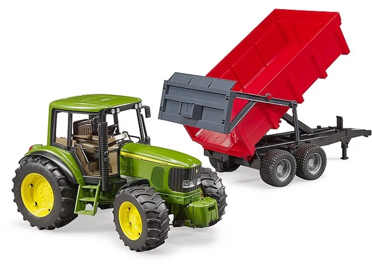 Bruder John Deere 6920 Tractor met aanhanger - 2057 - Tan