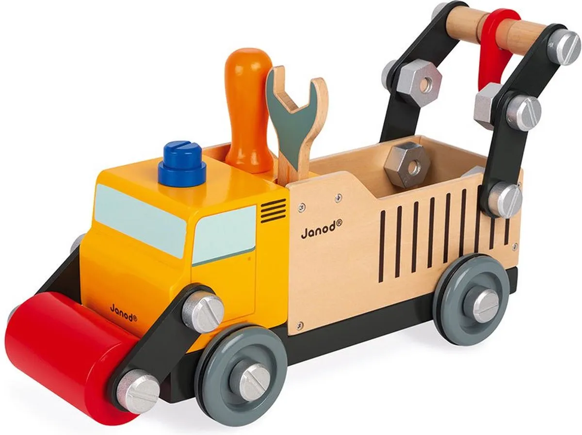Janod Brico'kids J06469 Houten Bouwvrachtwagen 30cm - 43-delig