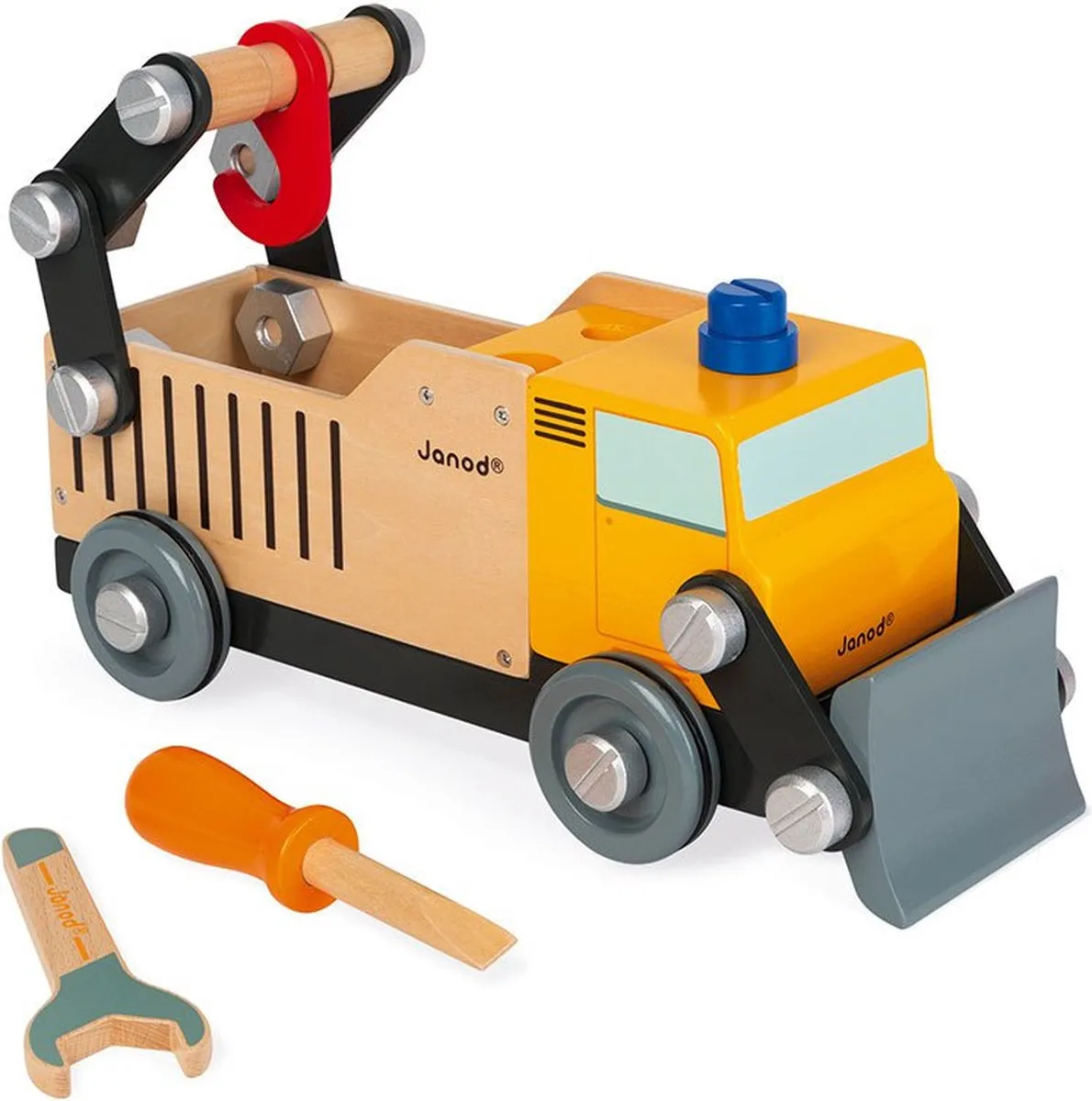 Janod Brico'kids J06469 Houten Bouwvrachtwagen 30cm - 43-delig