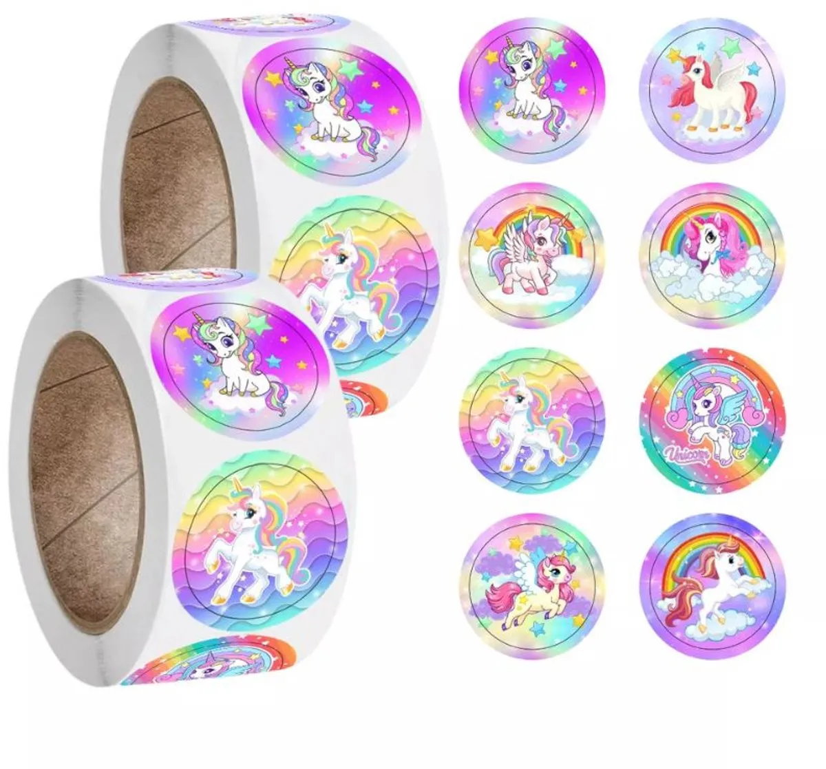 Disney Regenboog Eenhoorn Stickers - 500 Stuks - Ø2,54cm