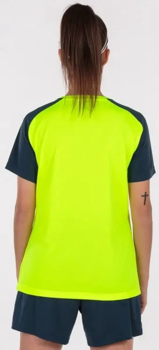 Joma Academy IV Dames Sportshirt - XL - Fluor Geel/Marine