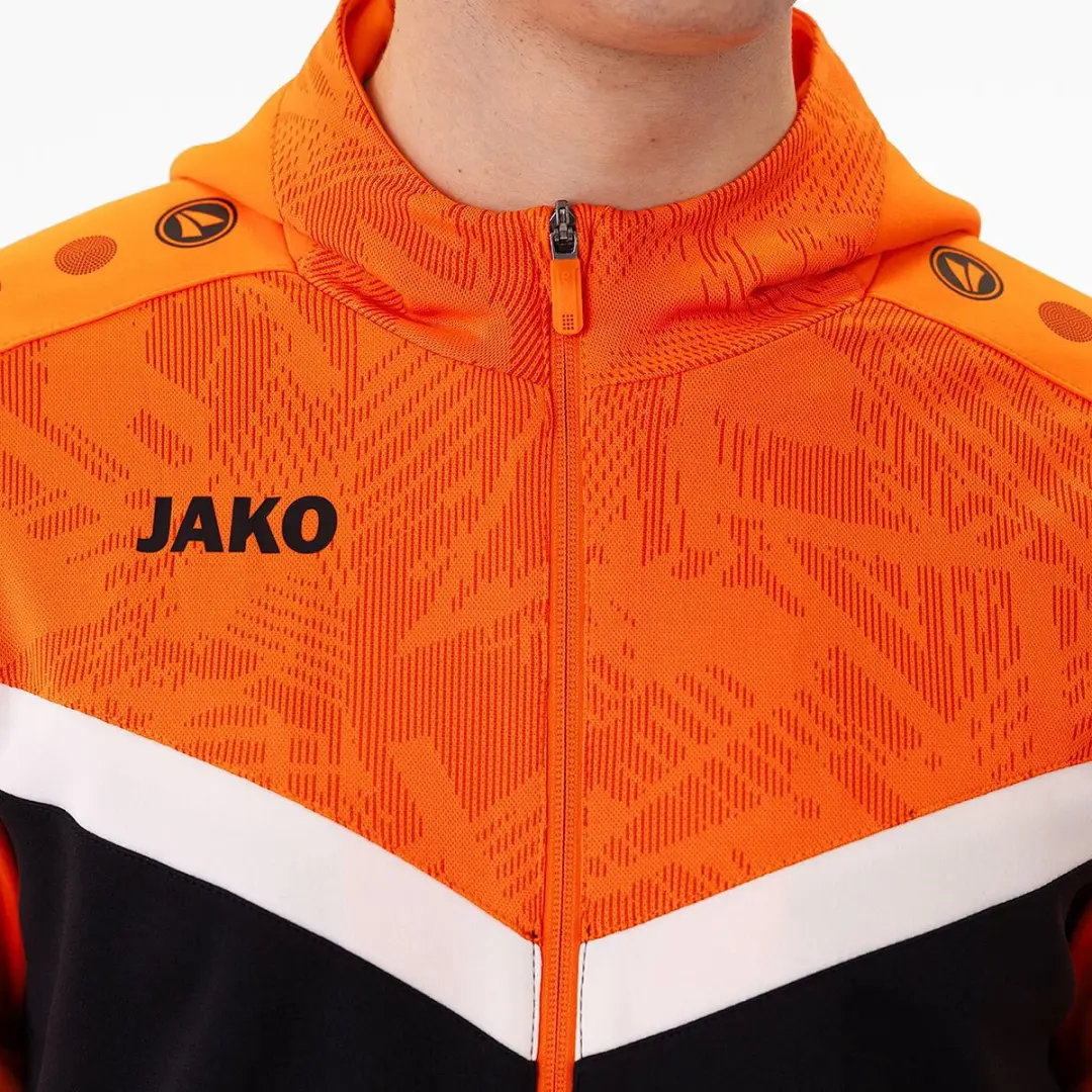 Jako Iconic Jas Met Kap Heren - Zwart/Fl. Oranje - 3XL