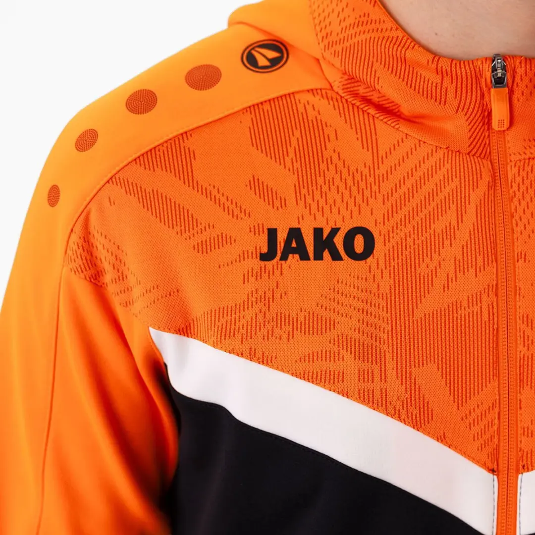 Jako Iconic Jas Met Kap Heren - Zwart/Fl. Oranje - 3XL