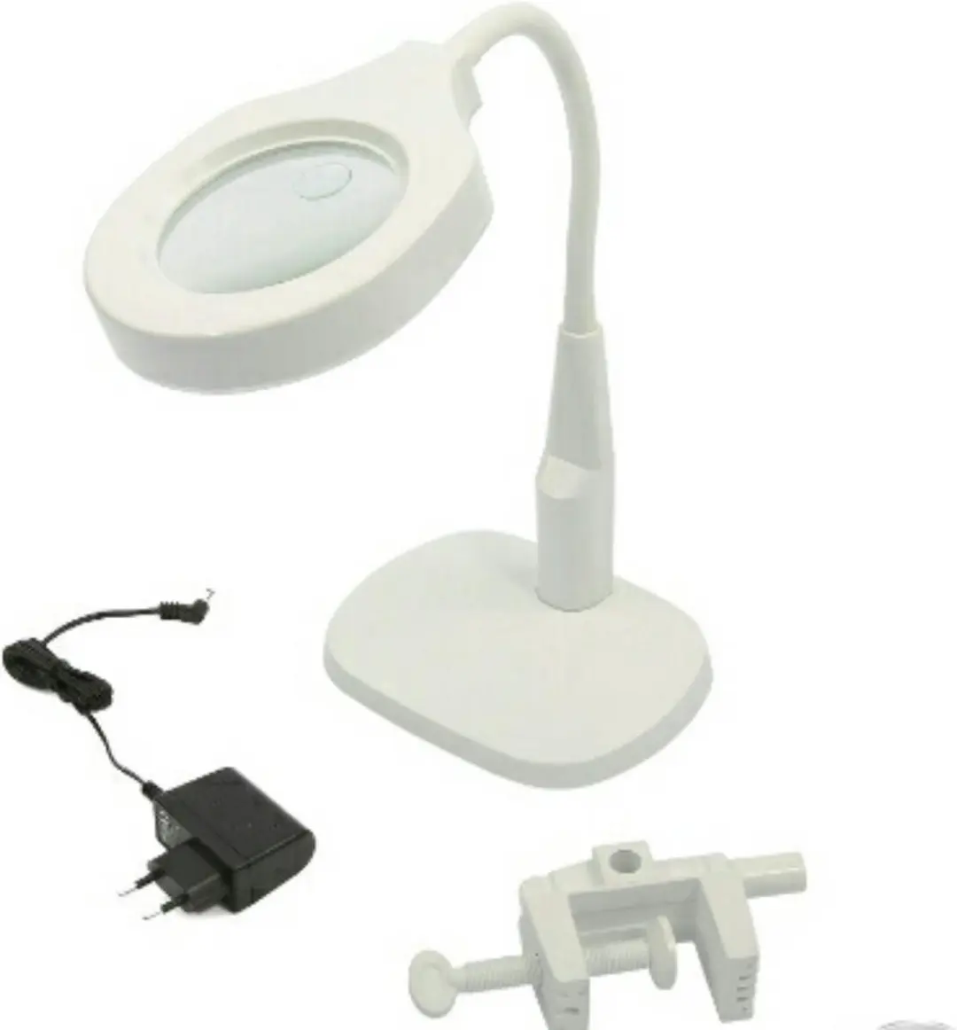 HBM 125mm LED Loupelamp met Voet en Tafelklem - Wit - afbeelding 3 van 3