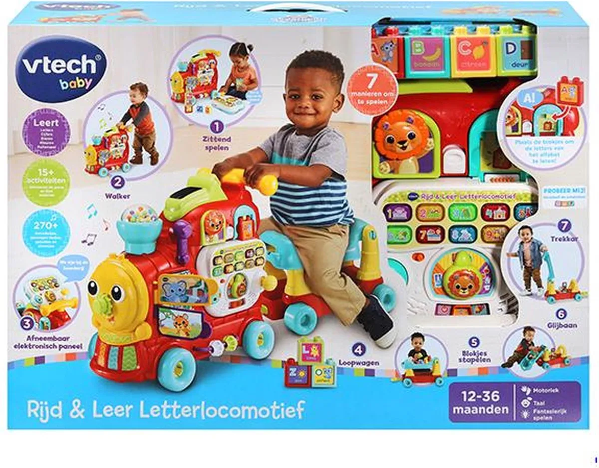 VTech Baby Rijd & Leer Letterlocomotief - Multicolour