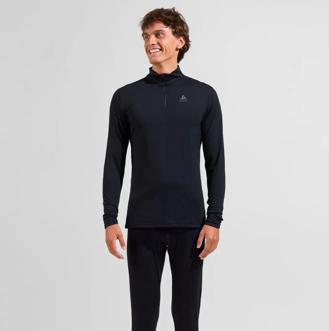 ODLO Natural Merino 200 Half Zip Thermoshirt - XL - Zwart