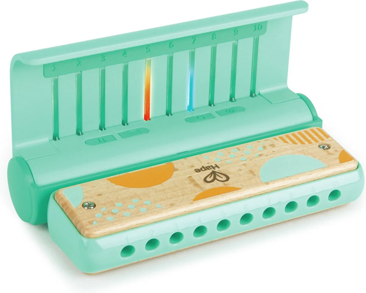 Hape Leer-met-lichtjes Harmonica - 1x AA - Veelkleurig
