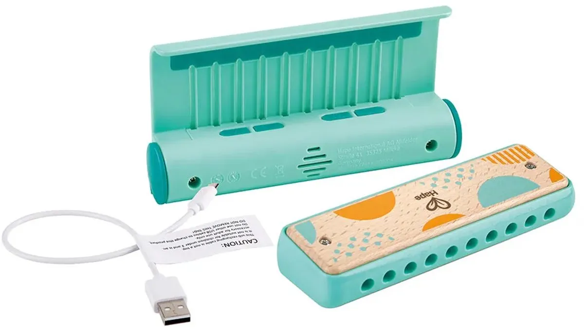 Hape Leer-met-lichtjes Harmonica - 1x AA - Veelkleurig