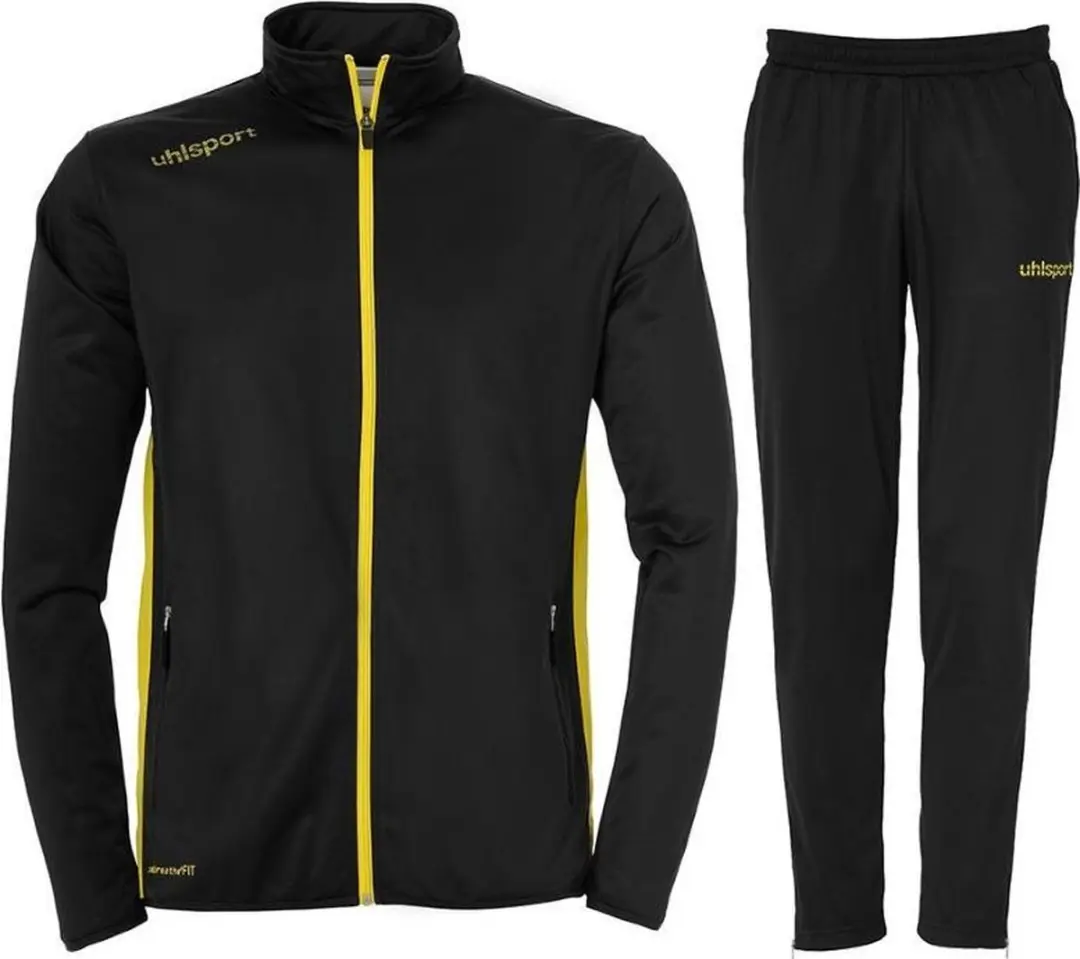 Uhlsport Essential Classic Trainingspak - Maat 104 - Zwart/Limoen Geel
