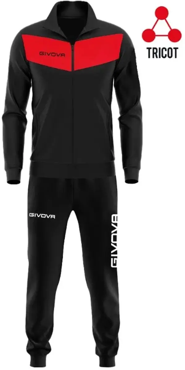 Givova Visa Trainingspak 5XL - Zwart/Rood