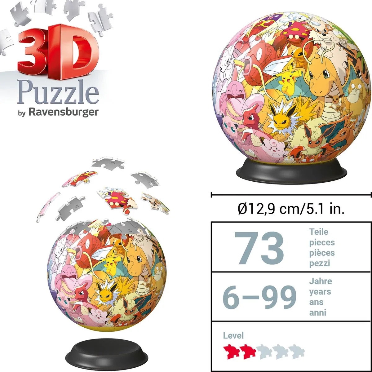 Ravensburger Pokémon 3D Puzzelbal 72 Stuks - Multicharacter - afbeelding 6 van 6