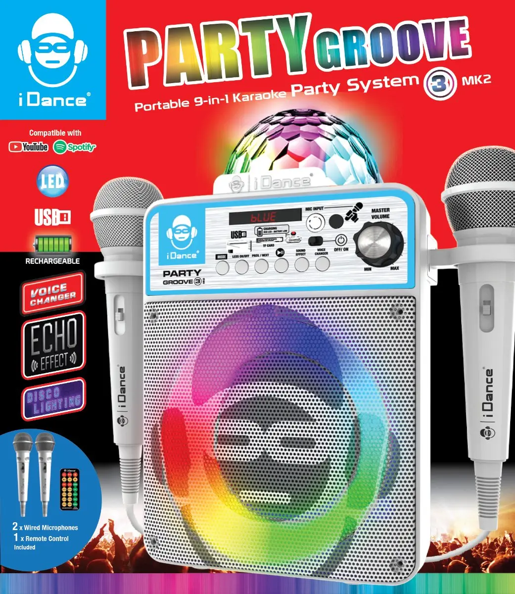 iDance Partybox Groove Karaoke Machine - Multicolor - afbeelding 2 van 6