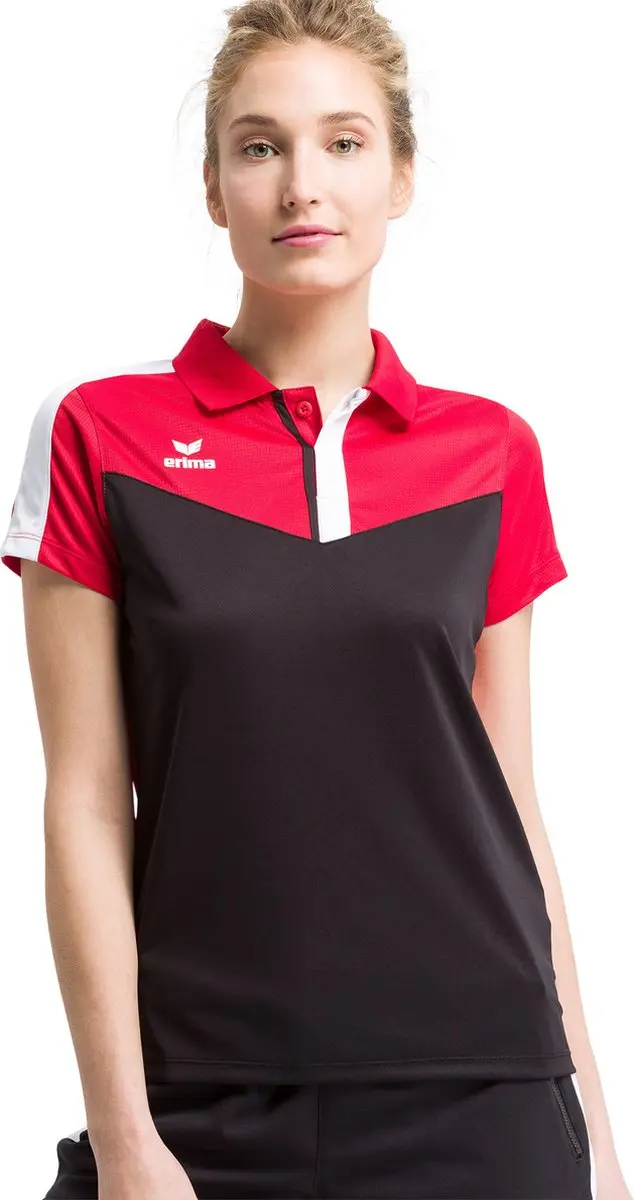 Erima Squad Polo Dames - Rood/Zwart/Wit - Maat 34