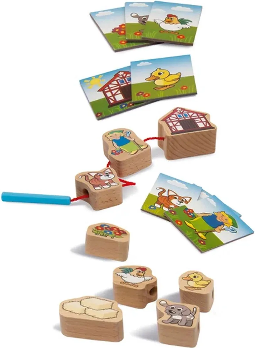 Janod Houten Rijgspel 13-delig - Multicolor